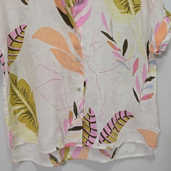 Cynthia Rowley 100% Linen Tropical Print Buttin Down Camp Shirt Size M  Resort - Picture 6 of 12